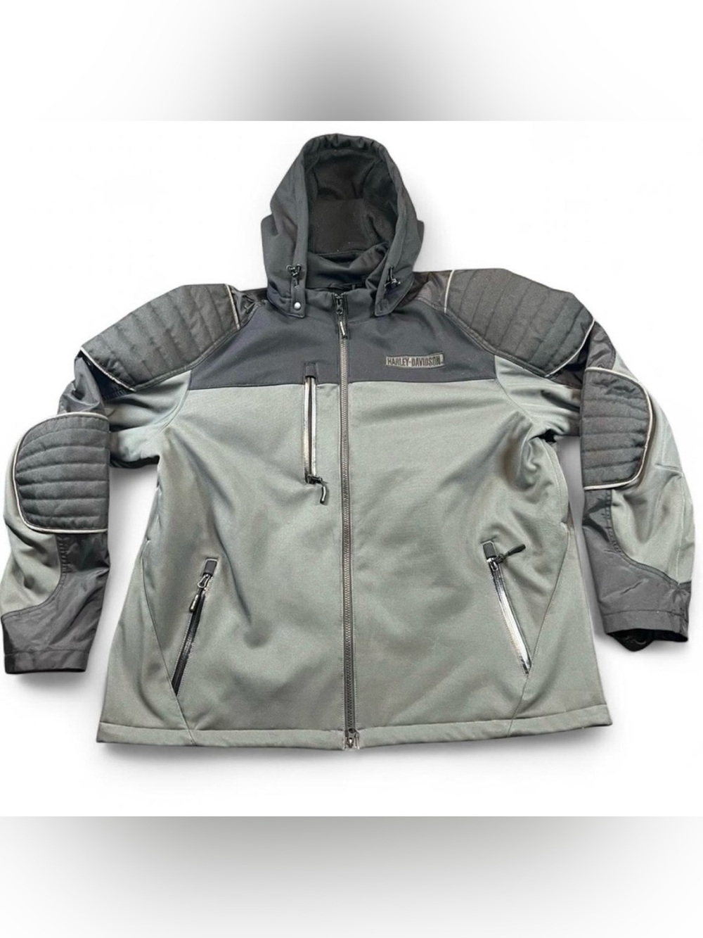 Harley-Davidson Women’s 2XL Motorcycle Riding Jacket Hooded Gray Black
